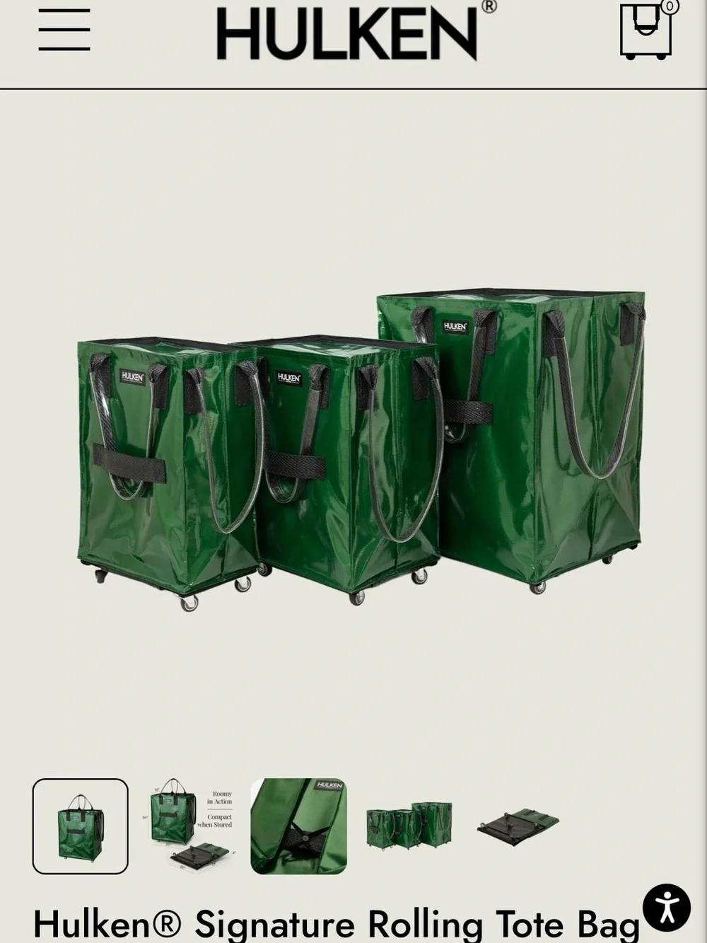 Hulken Metalliac Green Signature Rolling Tote Bag - Picture 4 of 13